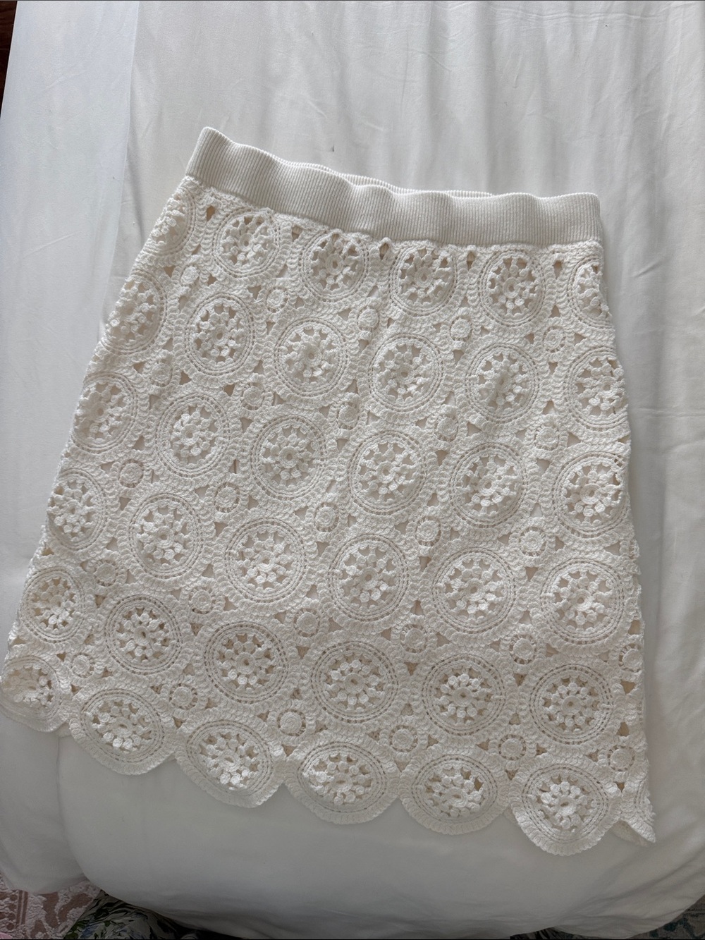 LOFT Cream Crochet Mini Skirt